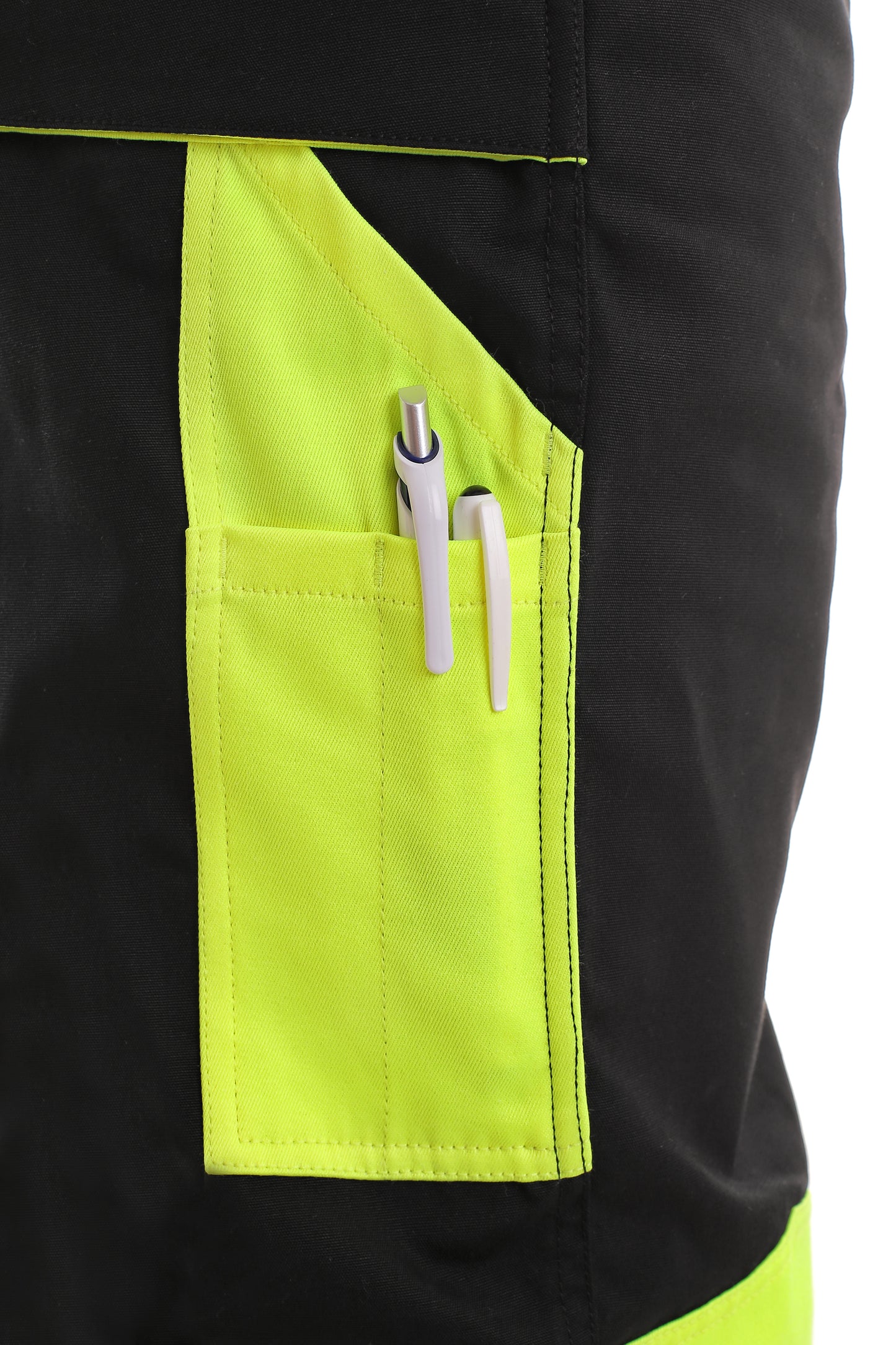 PANTALON DE TRAVAIL POUR HOMMES AVEC BAVOIR SIRIUS BRIGHTON, NOIR-JAUNE