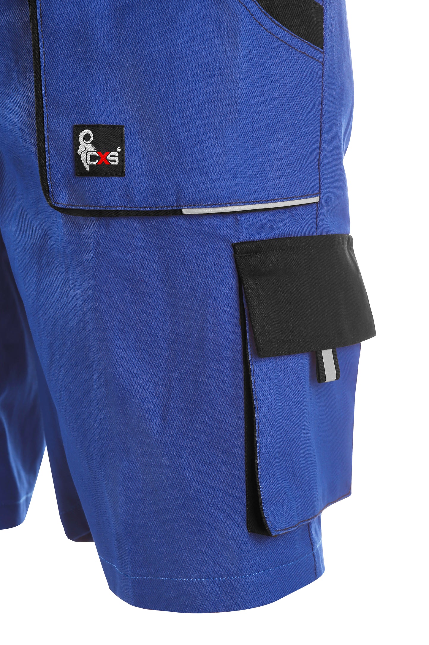 PANTALONCINI DA LAVORO DA UOMO CON PETTORINA CXS LUXY DENIS, BLU-NERO