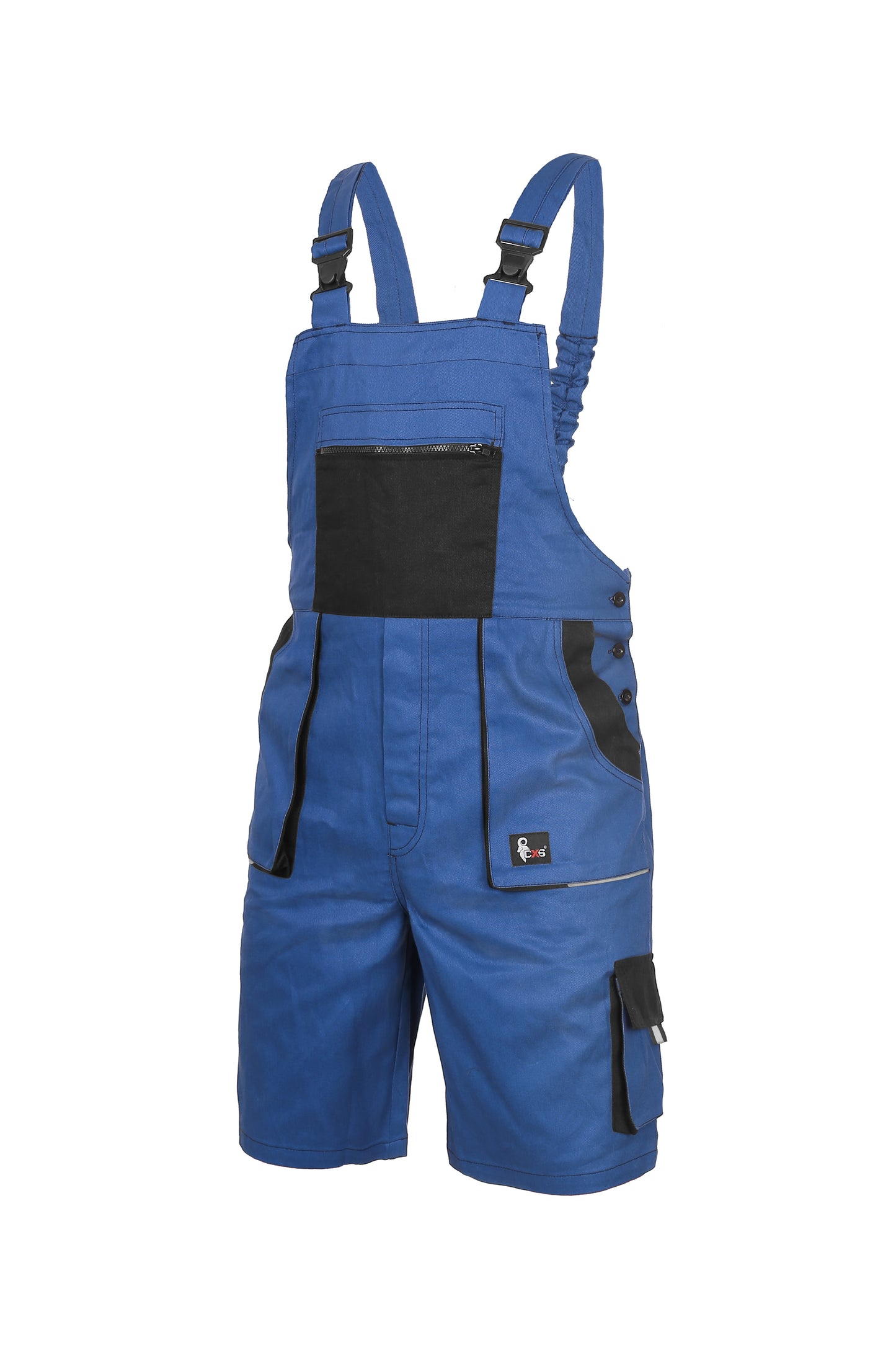 PANTALONCINI DA LAVORO DA UOMO CON PETTORINA CXS LUXY DENIS, BLU-NERO