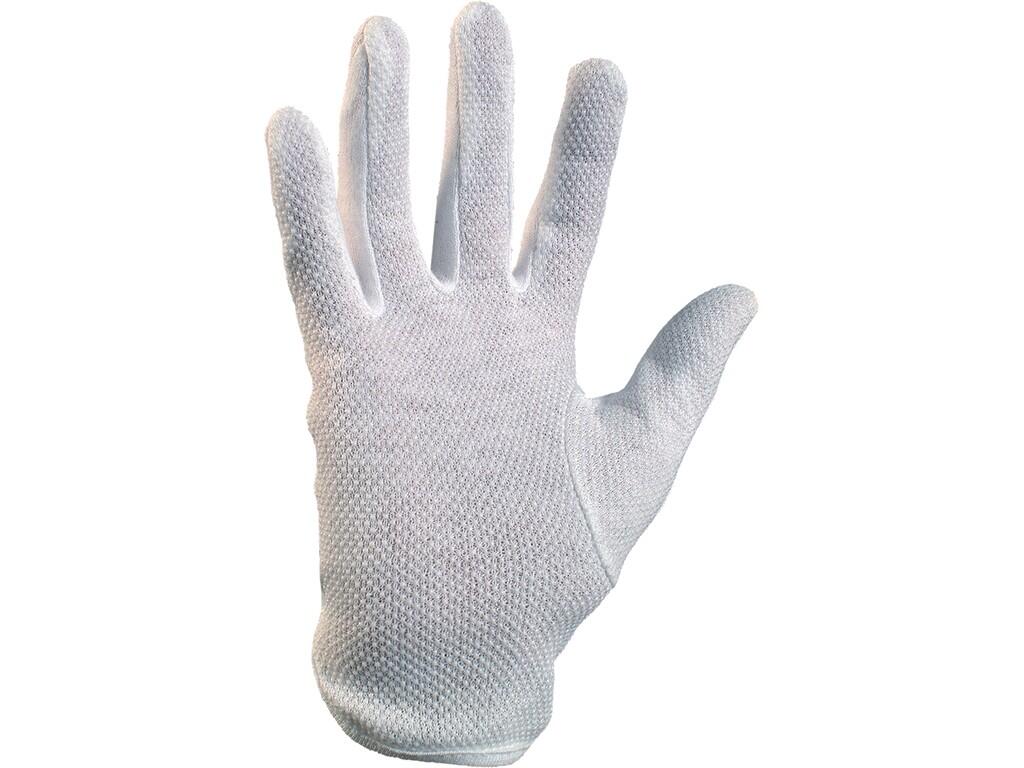 GANTS MAWA, TEXTILE, AVEC POINTS PVC, BLANCS