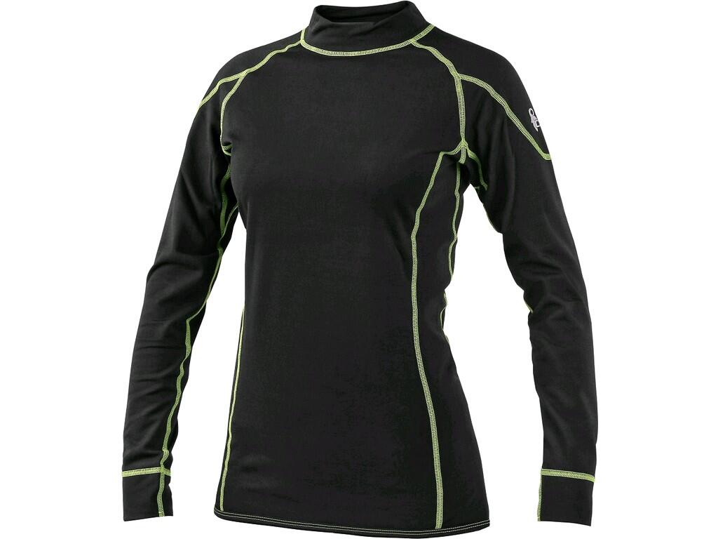 PREMIO T-SHIRT FUNZIONALE DA DONNA, MANICA LUNGA, NERO-VERDE