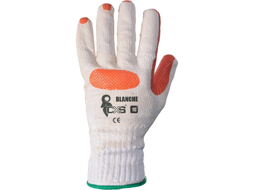 HANDSCHUHE BLANCHE, IN LATEX getaucht, WEISS-ORANGE