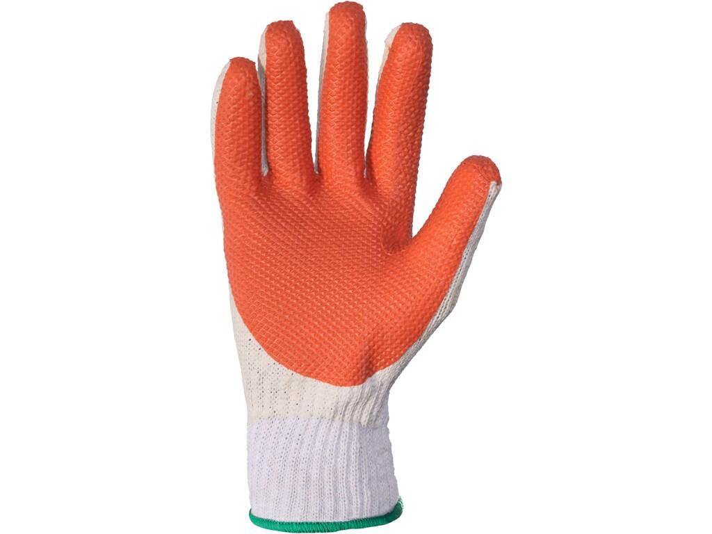 HANDSCHUHE BLANCHE, IN LATEX getaucht, WEISS-ORANGE
