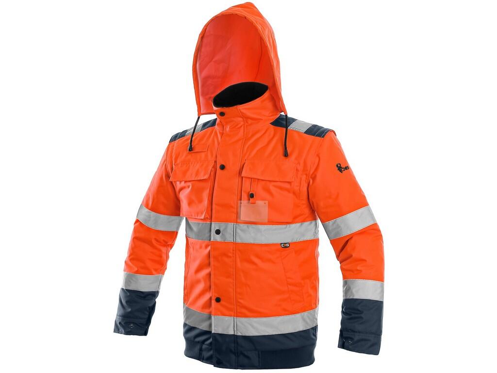 GIACCA IMBOTTITA ALTA VISIBILE LUTON, 2V1, ARANCIO-BLU