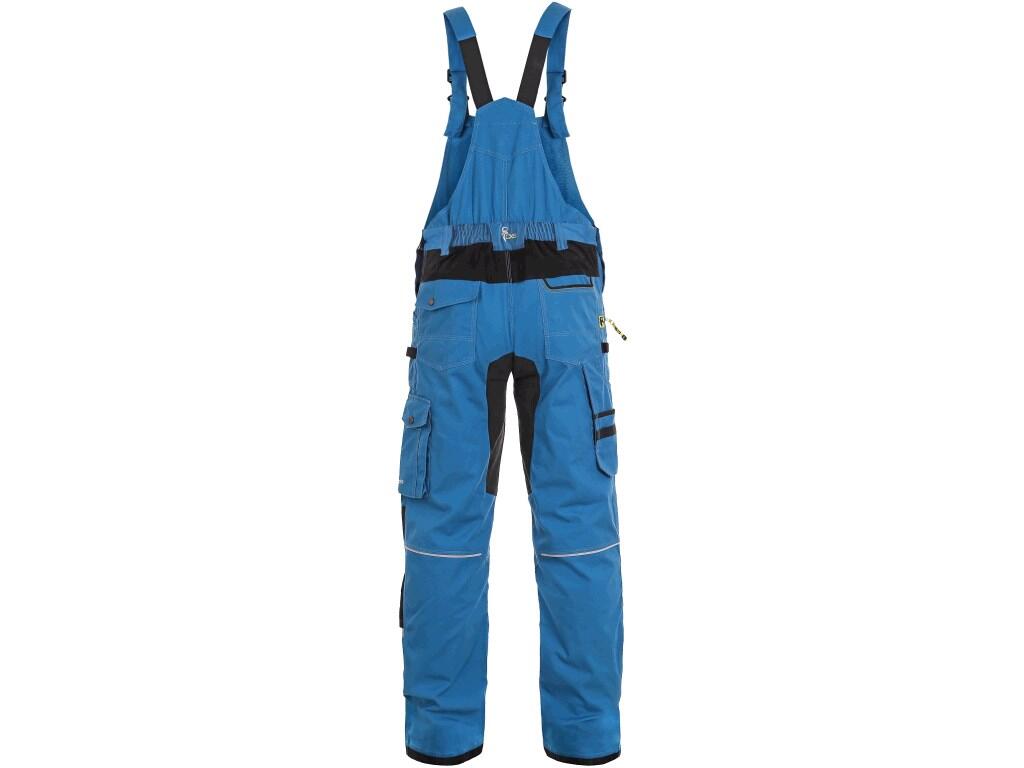 MEN ́S WORKING TROUSERS WITH BIB STRETCH CXS STRETCH, BRIGHT BLUE-BLACK