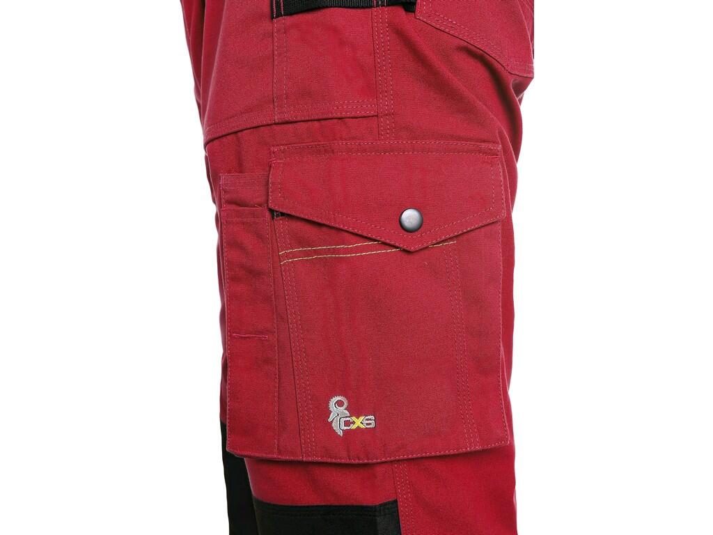 MEN ́S WORKING TROUSERS WITH BIB CXS STRETCH, RED-BLACK