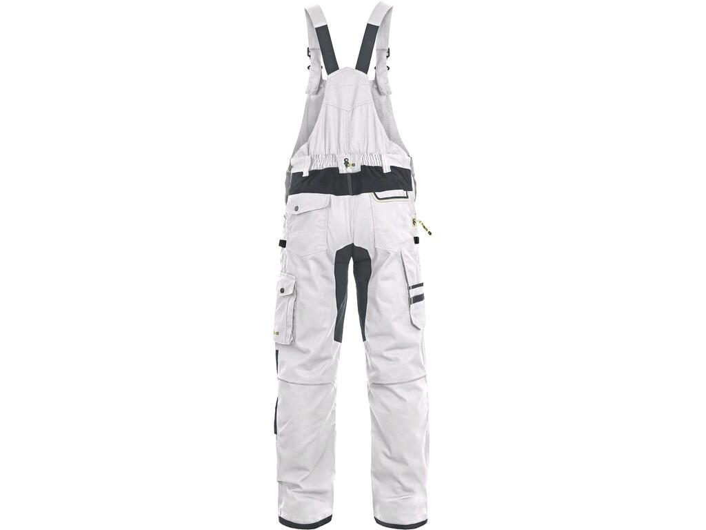 MEN ́S WORKING TROUSERS WITH BIB, STRETCH CXS STRETCH, WHITE-GREY