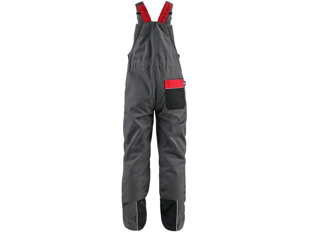 PANTALON À BIB CXS PHOENIX CASPER, ENFANT, GRIS AVEC ACCESSOIRES NOIR ET ROUGE