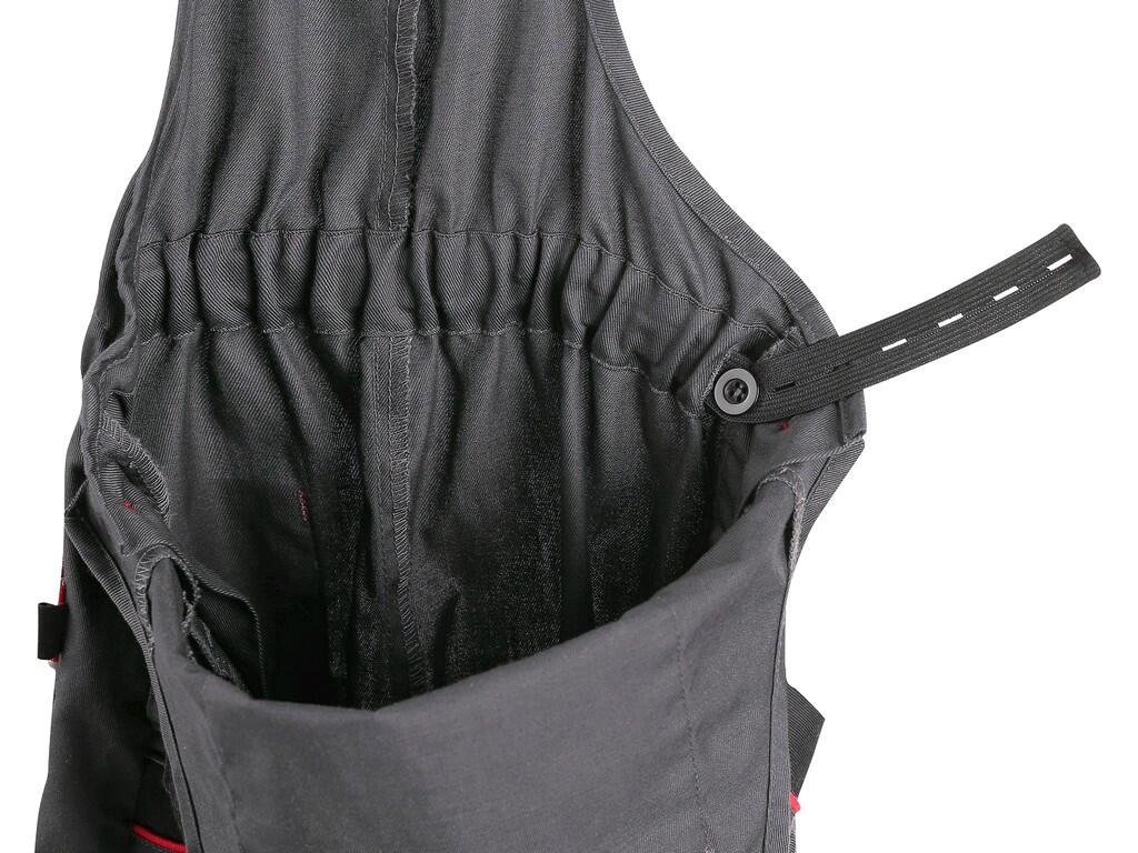 PANTALON À BIB CXS PHOENIX CASPER, ENFANT, GRIS AVEC ACCESSOIRES NOIR ET ROUGE