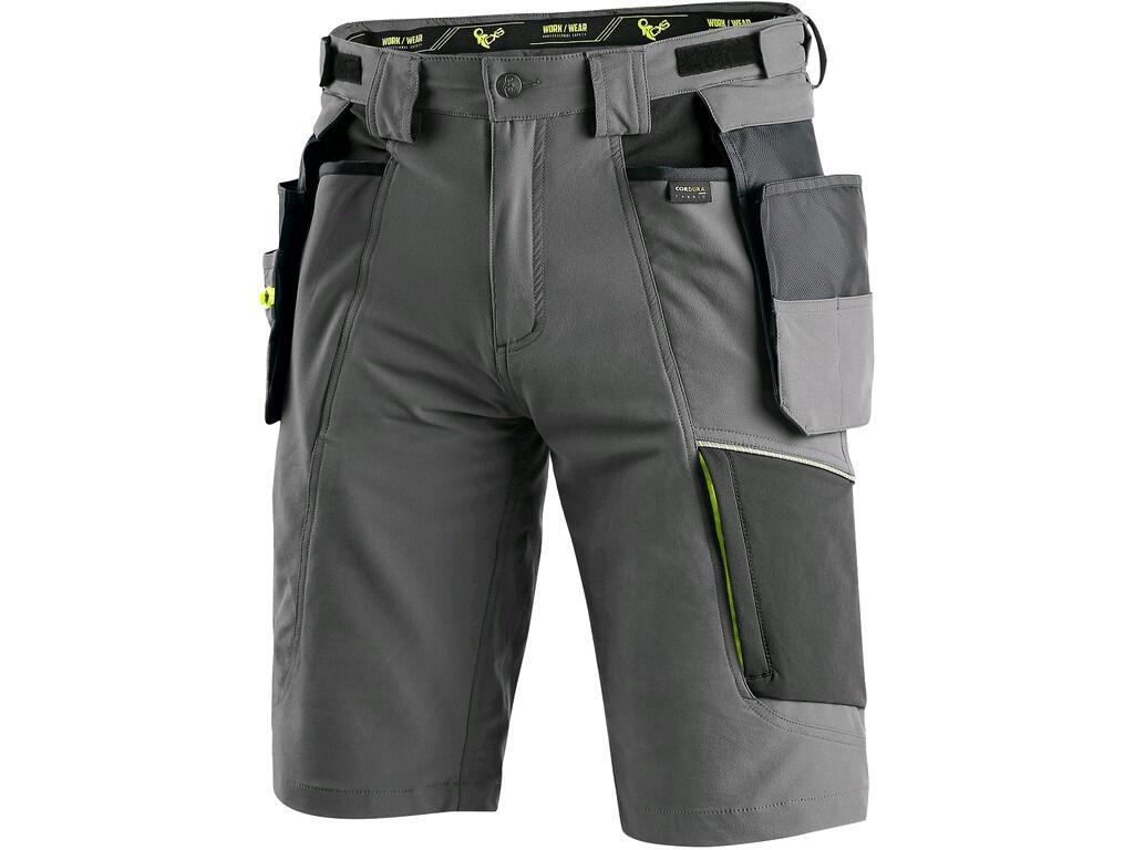 PANTALONCINO DA LAVORO CXS NAOS UOMO, GRIGIO-NERO, HV GIALLO ACCESSORI