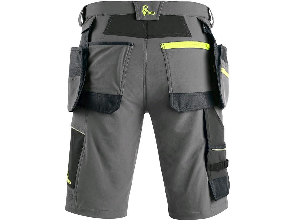 PANTALONCINO DA LAVORO CXS NAOS UOMO, GRIGIO-NERO, HV GIALLO ACCESSORI