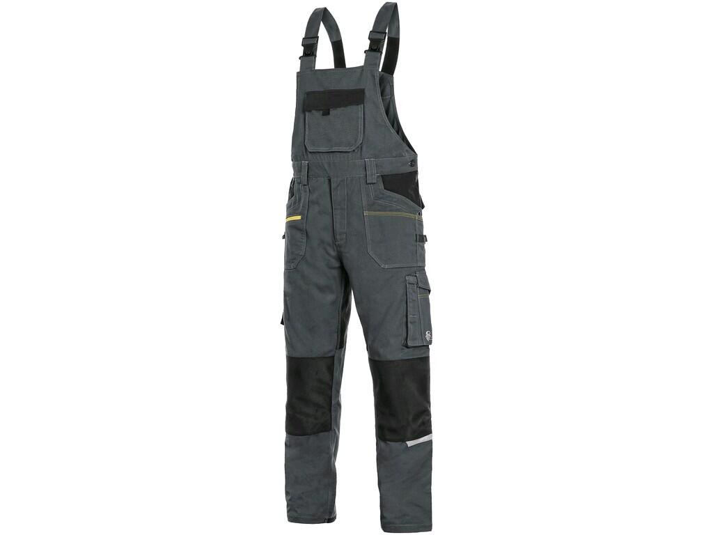 PANTALON DE TRAVAIL À BIB CXS STRETCH, HOMME, GRIS FONCÉ-NOIR