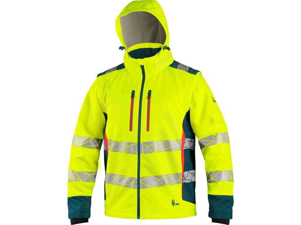 VESTE CXS BEDFORD, HAUTE VISIBLE, HOMME, SOFTSHELL, JAUNE-PETROL