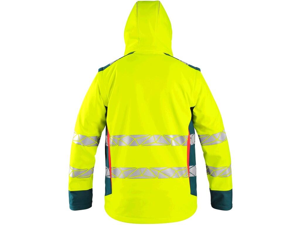 VESTE CXS BEDFORD, HAUTE VISIBLE, HOMME, SOFTSHELL, JAUNE-PETROL