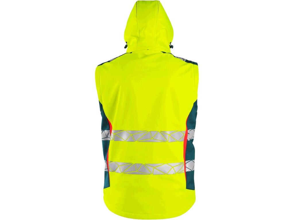 VESTE CXS BEDFORD, HAUTE VISIBLE, HOMME, SOFTSHELL, JAUNE-PETROL
