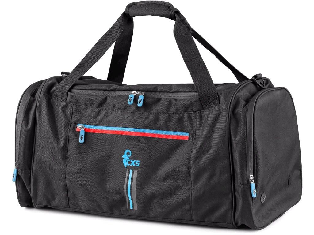 BORSA SPORTIVA CXS LEONIS, 75 X 37,5 X 37,5 CM, NERA CON ACCESSORI BLU/ROSSO