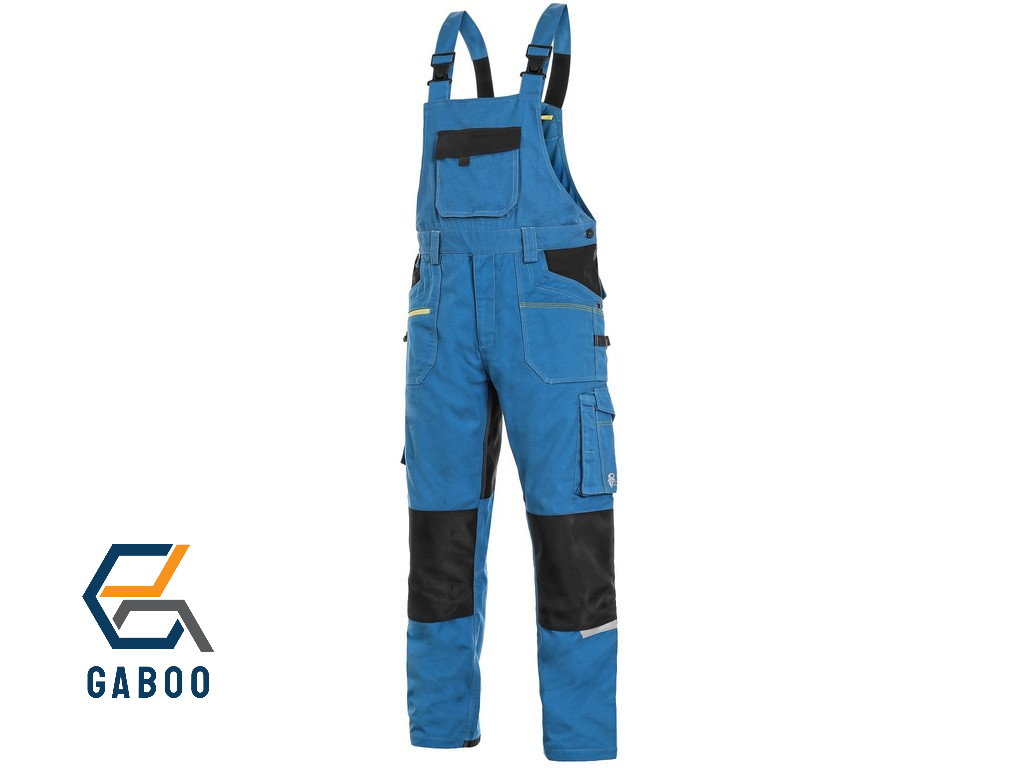 HOSE MIT BIB CXS STRETCH, 170–176 CM, HERREN, HELLBLAU – SCHWARZ