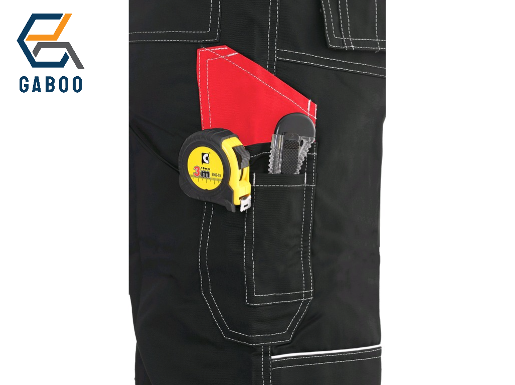 PANTALONE DA LAVORO DA UOMO CON PETTORINA ORION KRYŠTOF, NERO-ROSSO