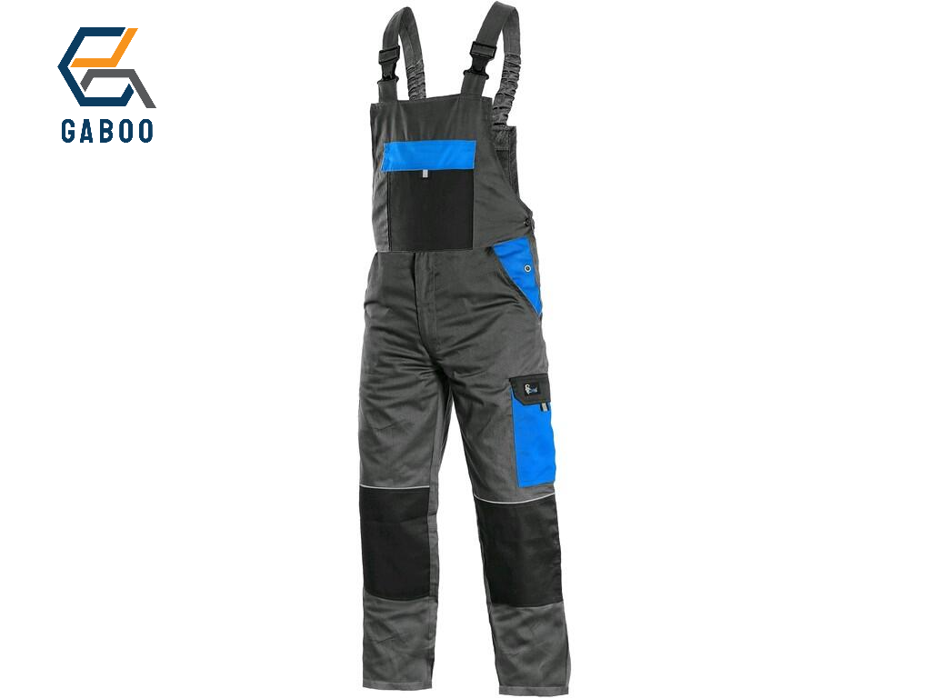 PANTALONE DA LAVORO DA UOMO CON PETTORINA PHOENIX CRONOS, GRIGIO-BLU