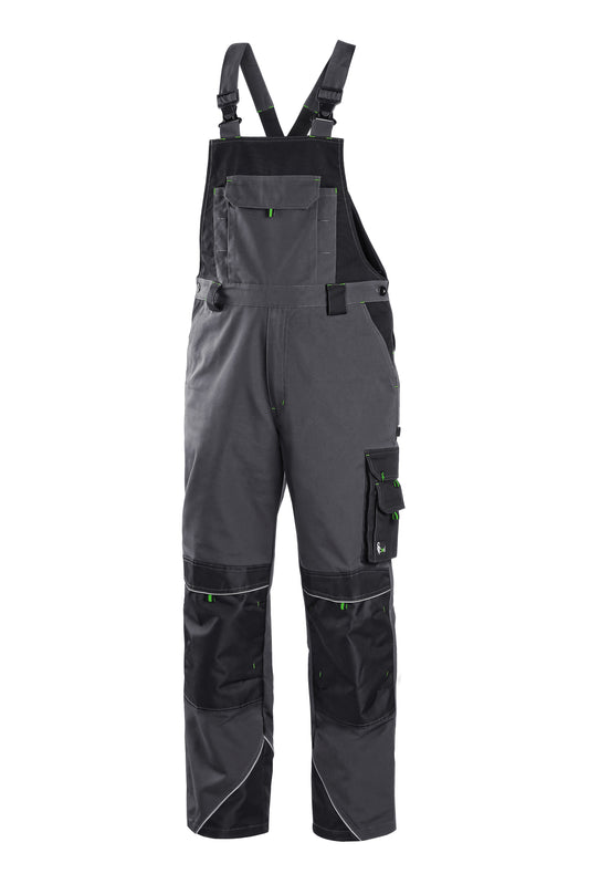 MEN ́S WORKING TROUSERS WITH BIB SIRIUS TRISTAN, WINTER, GREY-GREEN