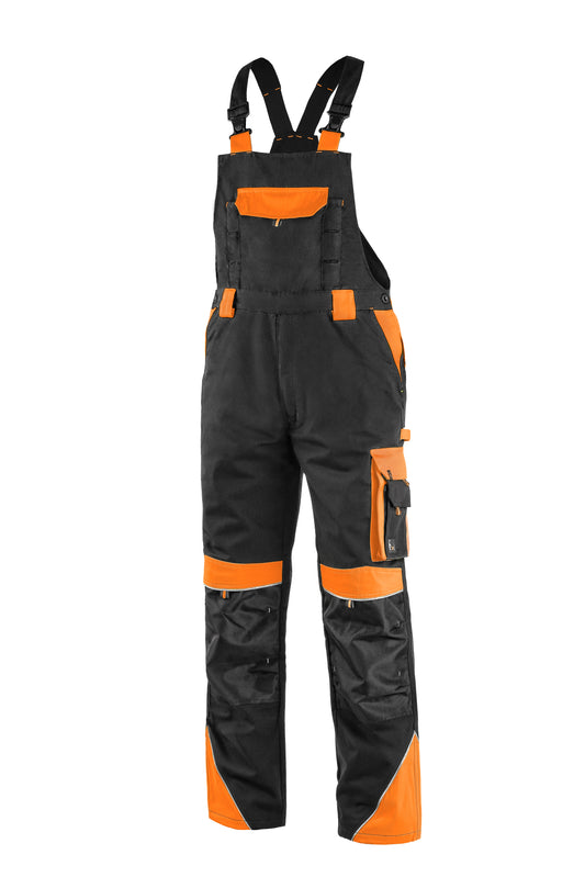 MEN ́S WORKING TROUSERS WITH BIB SIRIUS BRIGHTON, BLACK-ORANGE