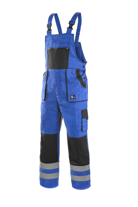 MEN ́S WORKING TROUSERS WITH BIB CXS LUXY BRIGHT, BLUE-BLACK