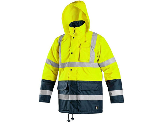 HIGH VISIBLE JACKET CXS OXFORD, PADDED, MEN´S, YELLOW-BLUE