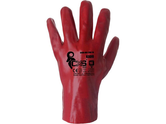 GLOVES KADO, DIPPED IN PVC, RED