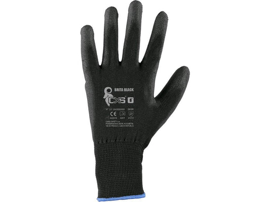 GLOVES BRITA BLACK, DIPPED IN POLYURETHANE, BLACK