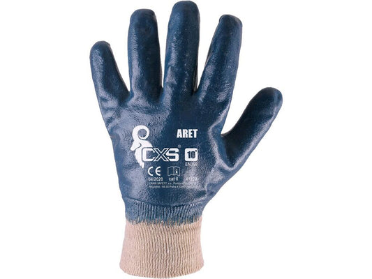 GLOVES ARET, DIPPED IN NITRILE, BLUE, SIZE 10