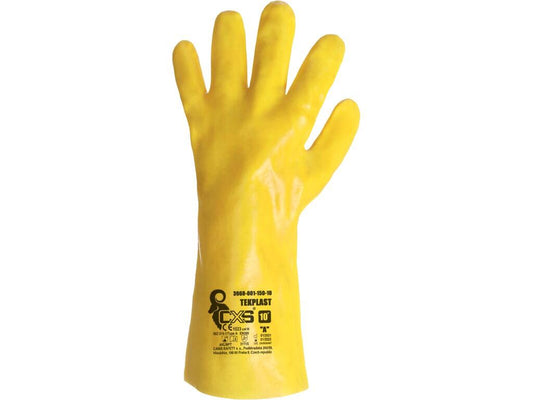 GLOVES TEKPLAST, ACID RESISTANT, YELLOW, SIZE 10