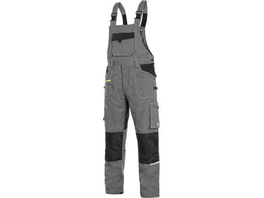 MEN ́S WORKING TROUSERS WITH BIB, STRETCH CXS STRETCH, GREY-BLACK