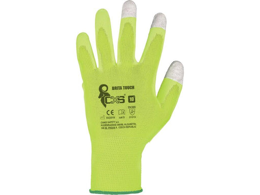 GLOVES BRITA TOUCH, DIPPED WITH POLYURETHANE LAYER