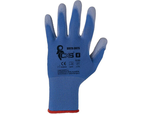 GLOVES BRITA DOTS, DIPPED IN PU AND WITH PVC DOTS