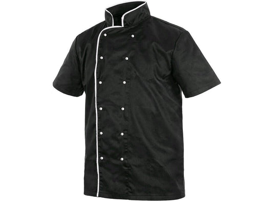 CHEF´S JACKET WITH SHORT SLEEVE, MEN´S, BLACK-WHITE