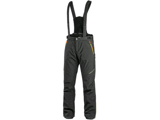 PANTALONE CXS TRENTON SOFTSHELL INVERNALE DA UOMO NERO CON ACCESSORI HV GIALLO/ARANCIONE 