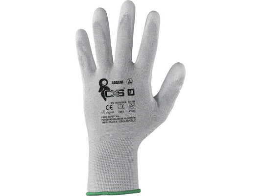 GLOVES CXS ADGARA, ANTISTATIC, ESD, PALM AND FINGERS COATED