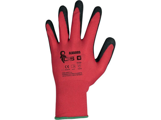 GLOVES ALVAROS, DIPPED IN NITRILE, RED-BLACK