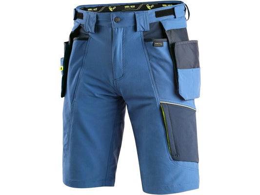 WORKING SHORTS CXS NAOS MEN’S, BLUE-BLUE, HV YELLOW ACCESSORIES