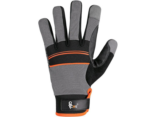 GLOVES CXS CARAZ, COMBINED, GREY-BLACK