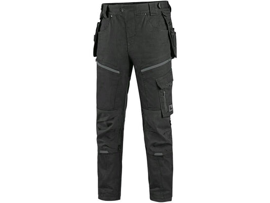 CXS LEONIS TROUSERS, MEN'S, BLACK WITH GRAY ACCESSORIES