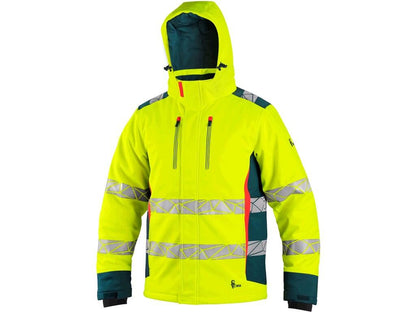 JACKET CXS BEDFORD WINTER, HIGH VISIBLE, WINTER, MEN'S, SOFTSHELL, YELLOW-PETROL