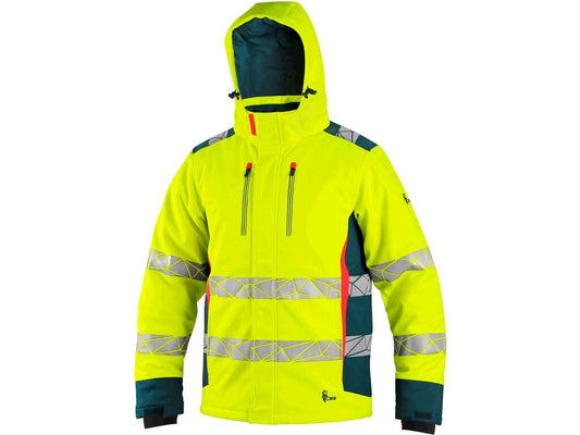 VESTE CXS BEDFORD HIVER, HAUTE VISIBLE, HIVER, HOMMES, SOFTSHELL, JAUNE-PETROL 