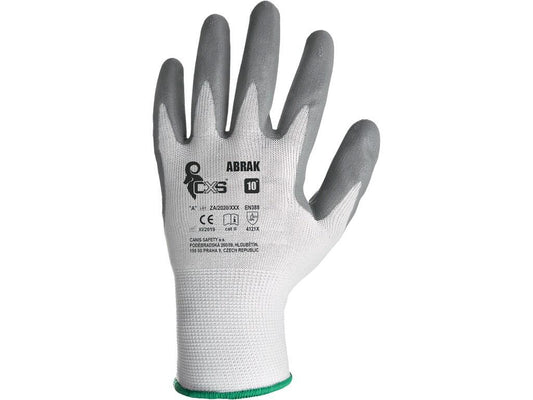 GLOVES ABRAK, DIPPED IN NITRILE, WHITE-GREY