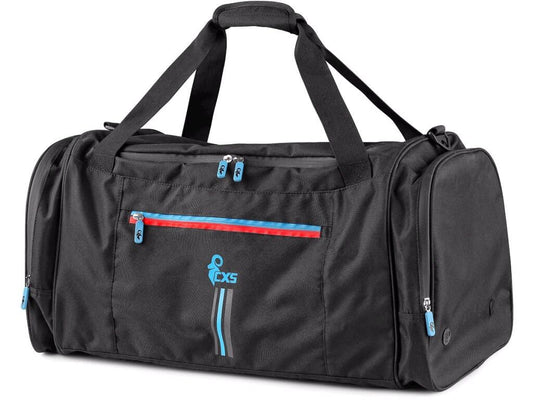 SPORTS BAG CXS LEONIS, 75 X 37,5 X 37,5 CM, BLACK WITH BLUE/RED ACCESSORIES