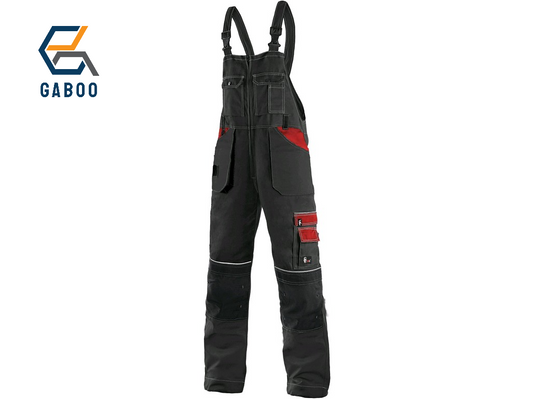 MEN ́S WORKING TROUSERS WITH BIB ORION KRYŠTOF, BLACK-RED